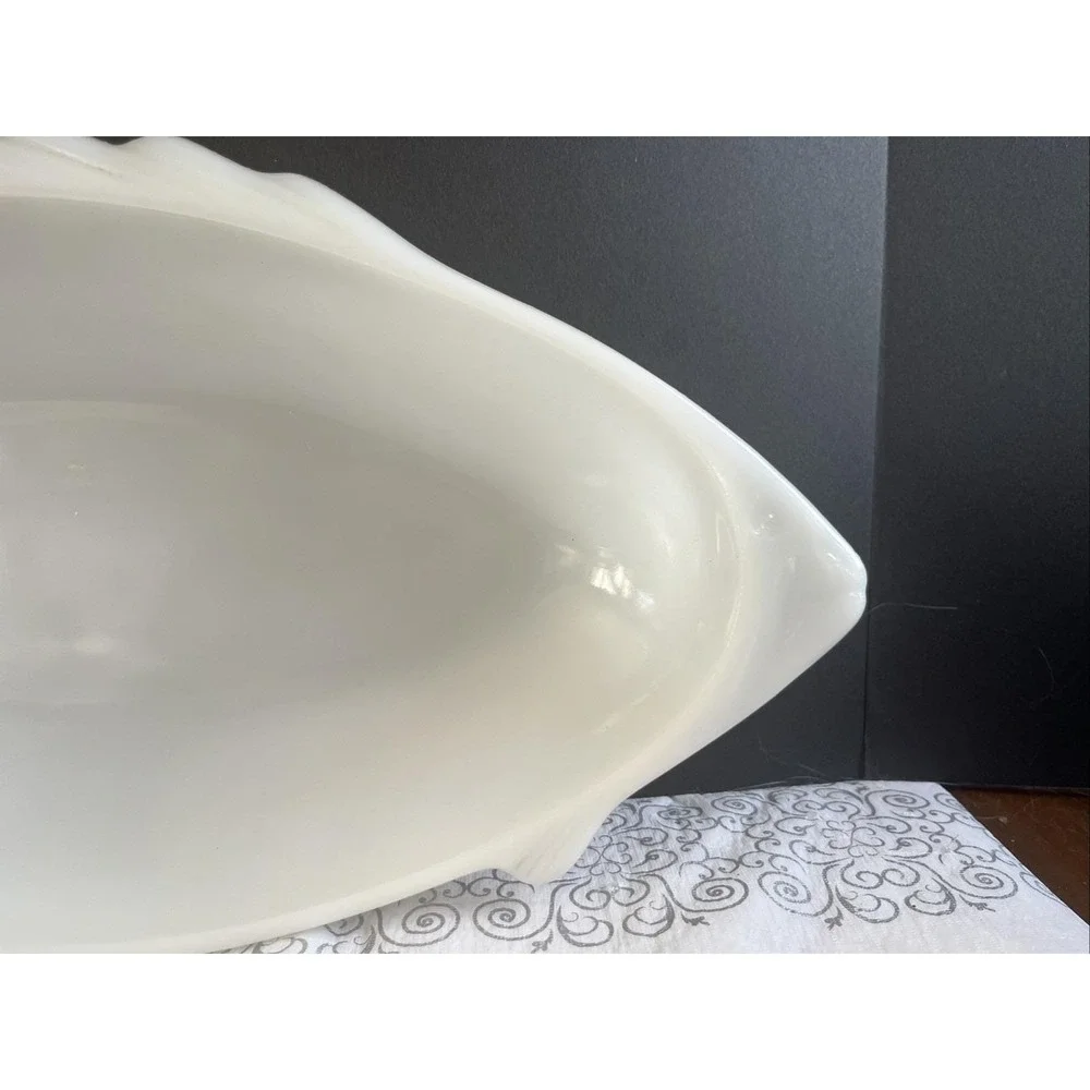 Vintage Glasbake White Glass Fish Shaped Bakeware Casserole 18